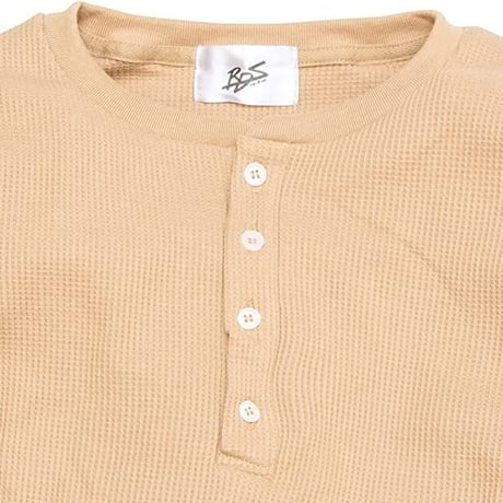 サーマル ワッフル ヘンリーネック ロンT/Beige(4color)