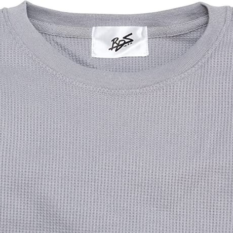 サーマル ワッフル クルーネック ロングTシャツ /Gray(4color)