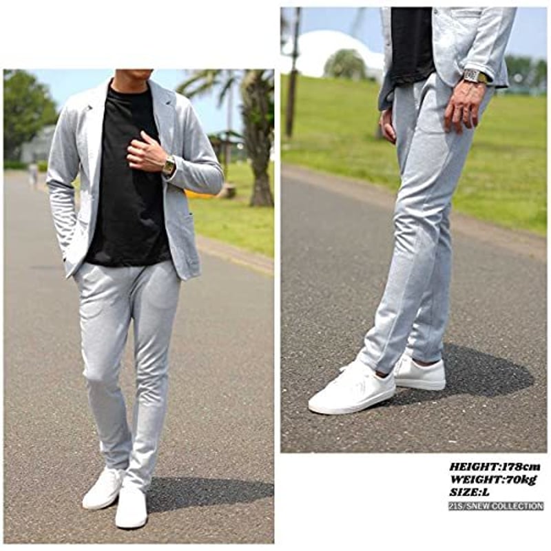 S-伸縮 スウェット 楽 テーラードジャケット セットアップ ライトグレー/M 伸縮 スウェット 楽 テーラードジャケット セットアップ/ライトグレー