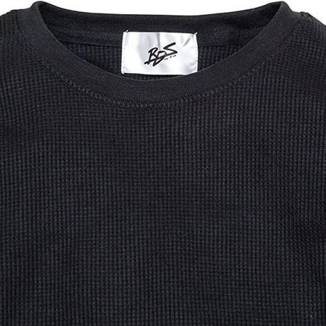 サーマル ワッフル クルーネック ロングTシャツ /Black(4color)