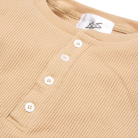 サーマル ワッフル ヘンリーネック ロンT/Beige(4color)