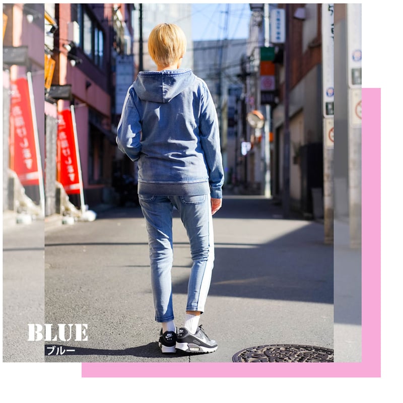 N-1本ラインデニム セットアップ ユニセックス/Blue(2color N-1本ラインデニム セットアップ ユニセックス/Blue(2color
