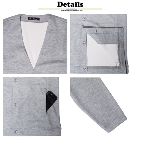スウェット ノーカラージャケット Gray(5color)