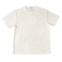 モチーフ柄 型押し パイル生地 Tシャツ/白(全3色)