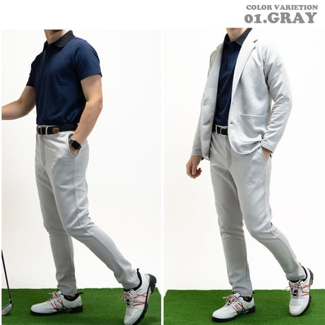 スポンジエンボス テーパード パンツ ゴルフパンツGray(3color)