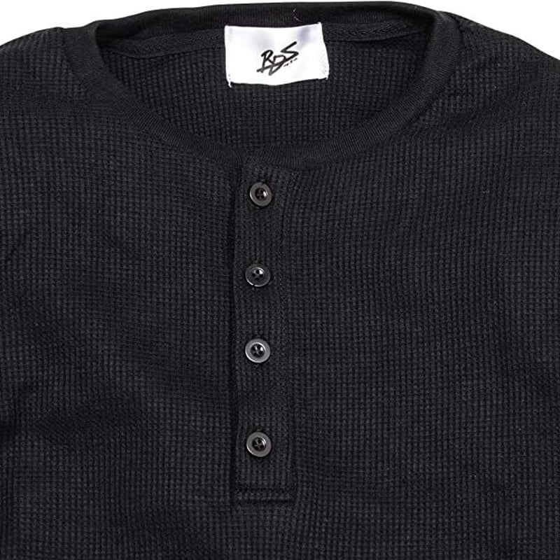 サーマル ワッフル ヘンリーネック ロンT/Black(4color) | denim set