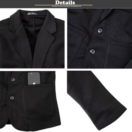 スポンジエンボス ストレッチ 2B テーラードジャケットBlack(3color)