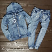 W■カットデニム セットアップ/Blue(2color)