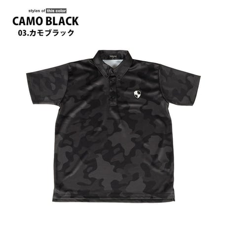 吸水速乾 総柄 ポロシャツ/カモブラック(5color)