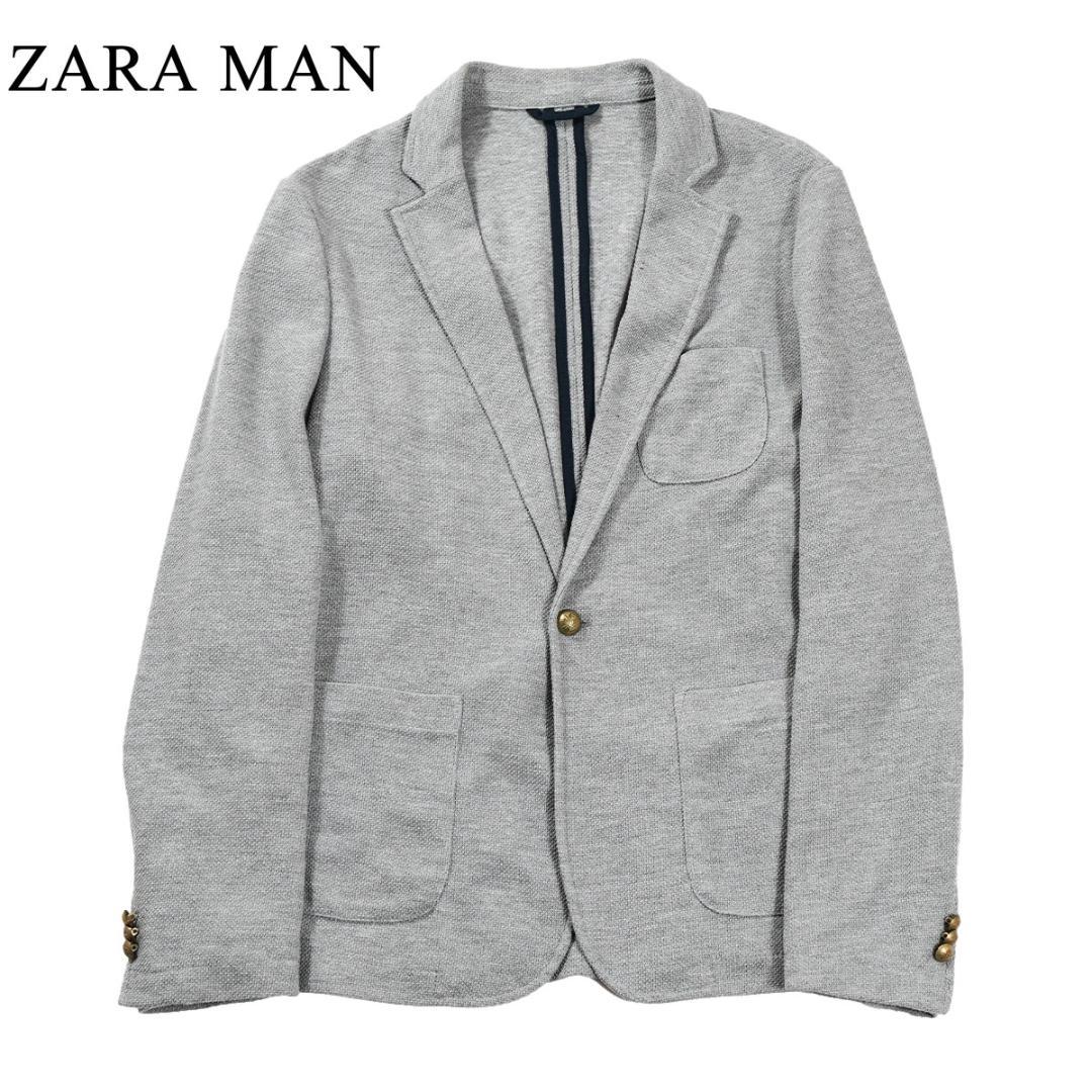 ZARA MAN ニット テーラード ジャケット グレーL 春ジャケ RU ZARA MAN ニット テーラード ジャケット グレーL 春ジャケ RU