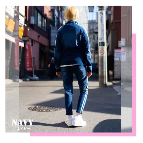 N-2本ライン デニム セットアップ ユニセックス/Navy(2color)