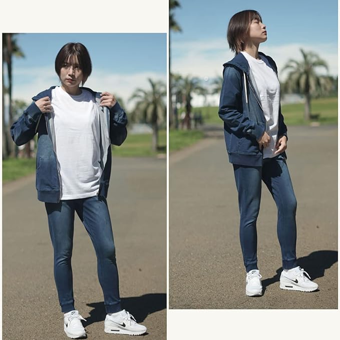 N-カットデニム セットアップ 紺/M パーカー  ジョガーデニム ユニセックス N-カットデニム セットアップ パーカー ＆ジョガーデニム ユニ