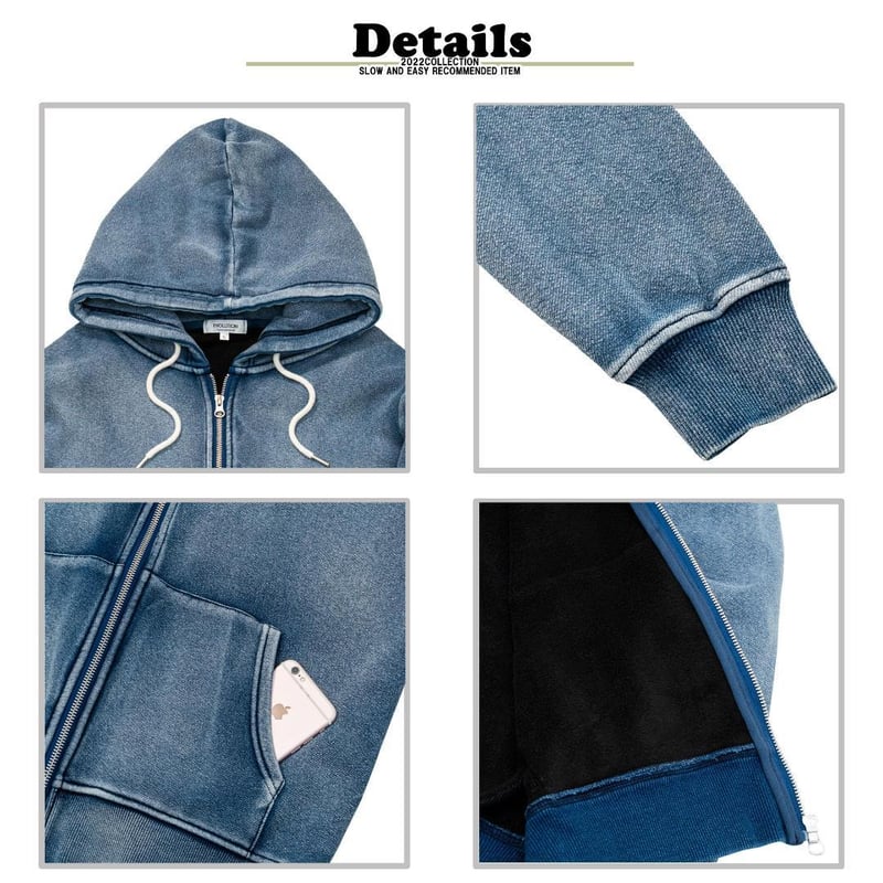 裏シャギーボア カットデニム パーカー Blue(2color) | denim setup  