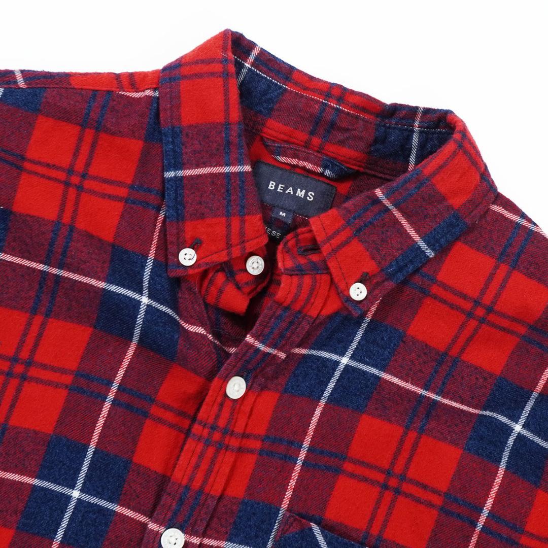 BEAMS 薄手 チェックネルシャツ 春シャツ M ボタンダウン RU | denim 