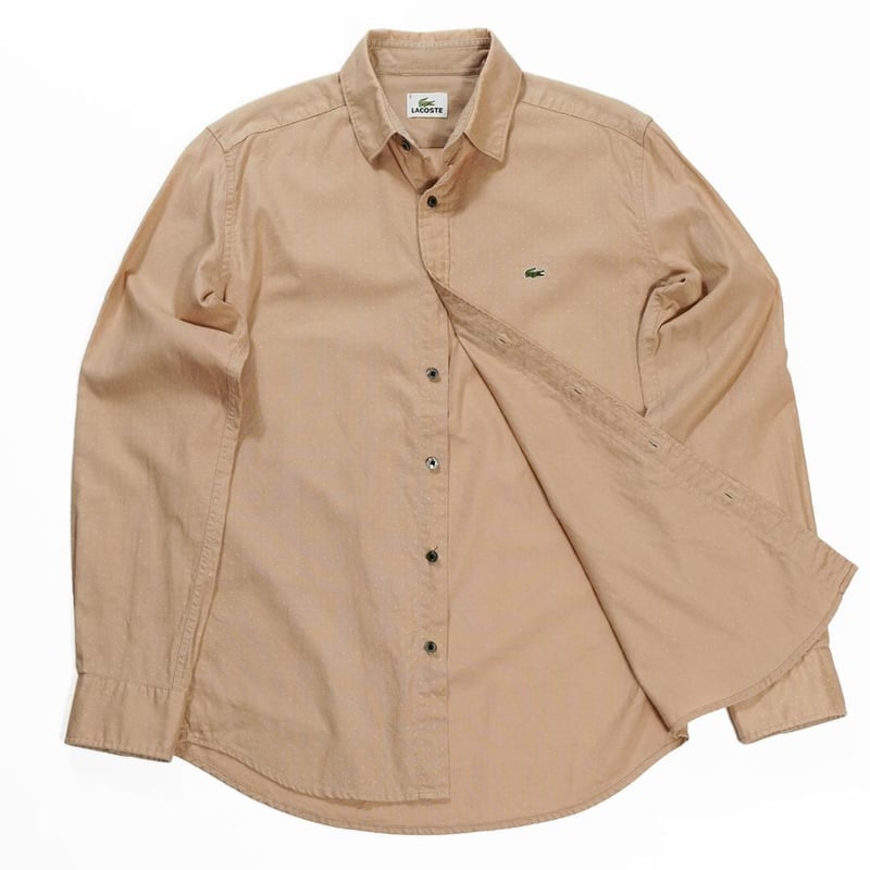 LACOSTE ラコステ ドット柄 長袖 シャツ ベージュ 2(M) RU | denim s 