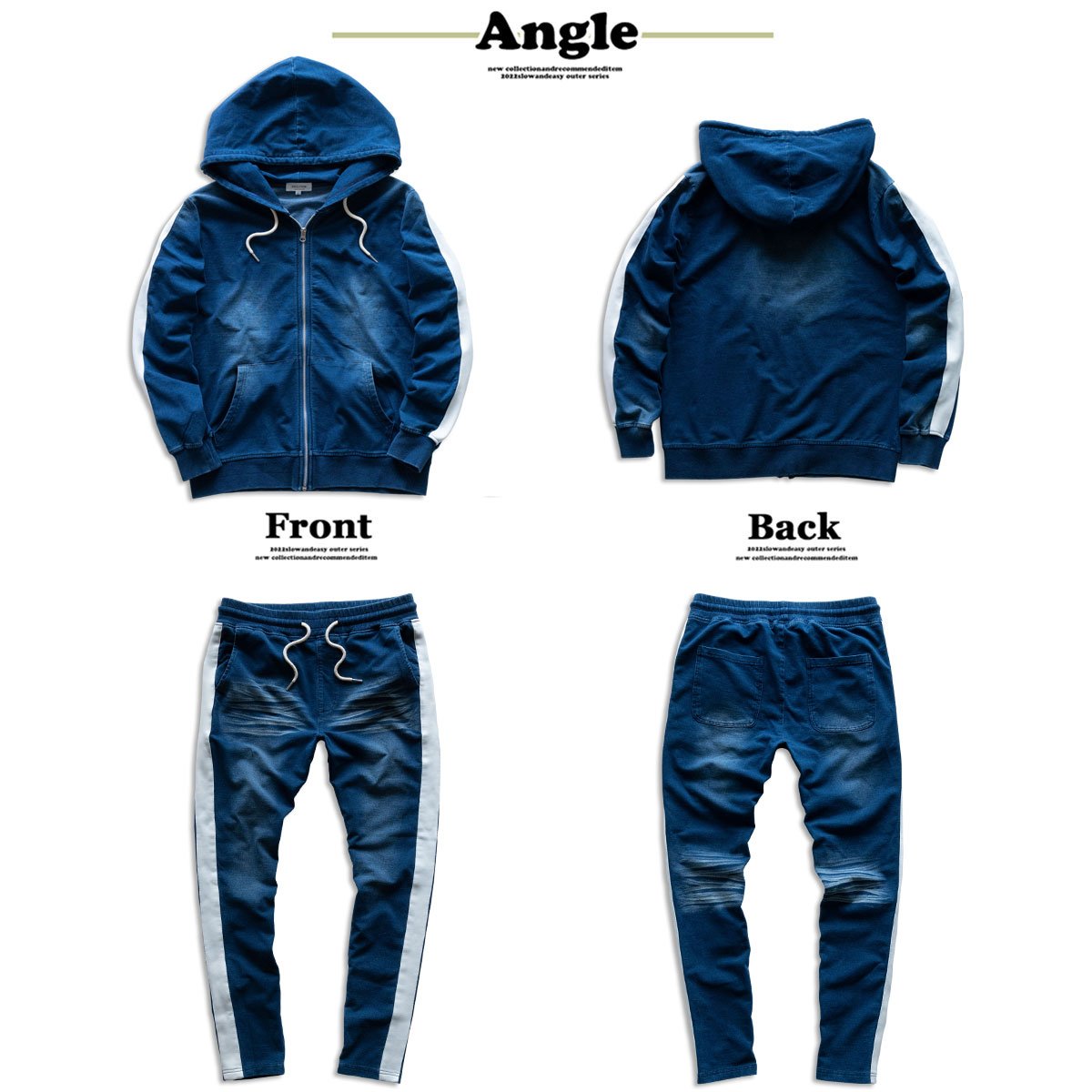 N-1本ラインデニム セットアップ ユニセックス/Navy(2color) | denim  