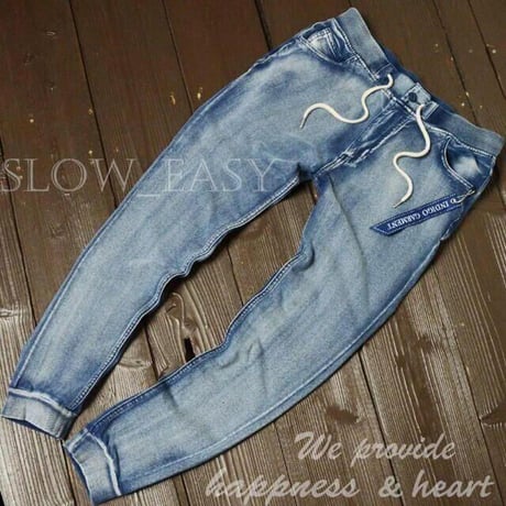 新品☆カットデニム ジョガーパンツ/Blue(2color)