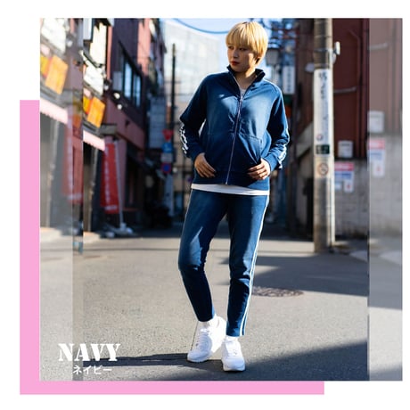 N-2本ライン デニム セットアップ ユニセックス/Navy(2color)