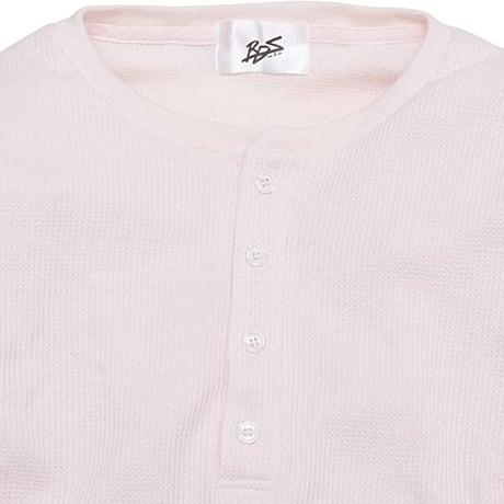 サーマル ワッフル ヘンリーネック ロンT/Pink(4color)
