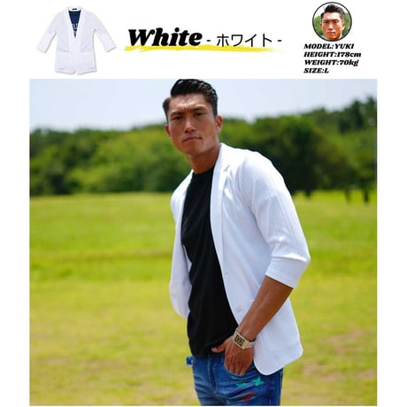 七分袖 薄・軽 テーラード サマージャケット/White(3Color)