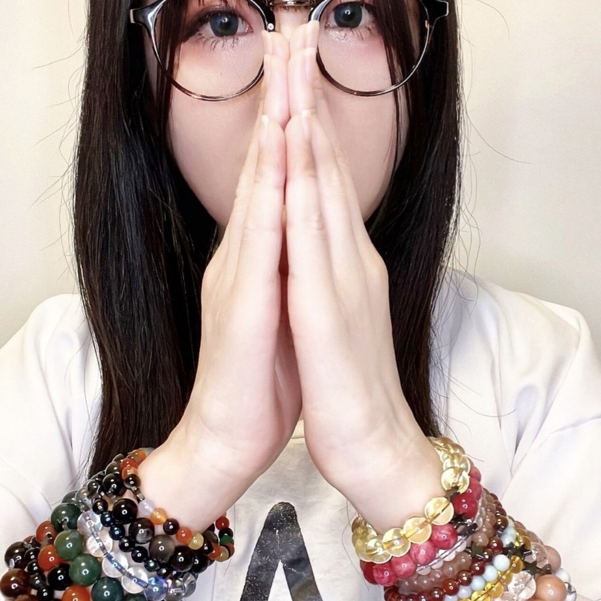 しろあん天然石オーダーブレス様用 天然石4Aホワイトターコイズ昇龍手彫り銀箔約14ミリ数珠
