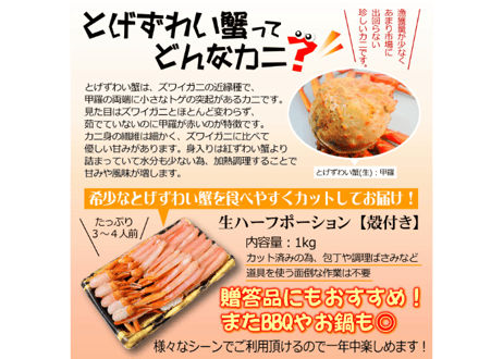 生とげずわい蟹 ハーフポーション1kg