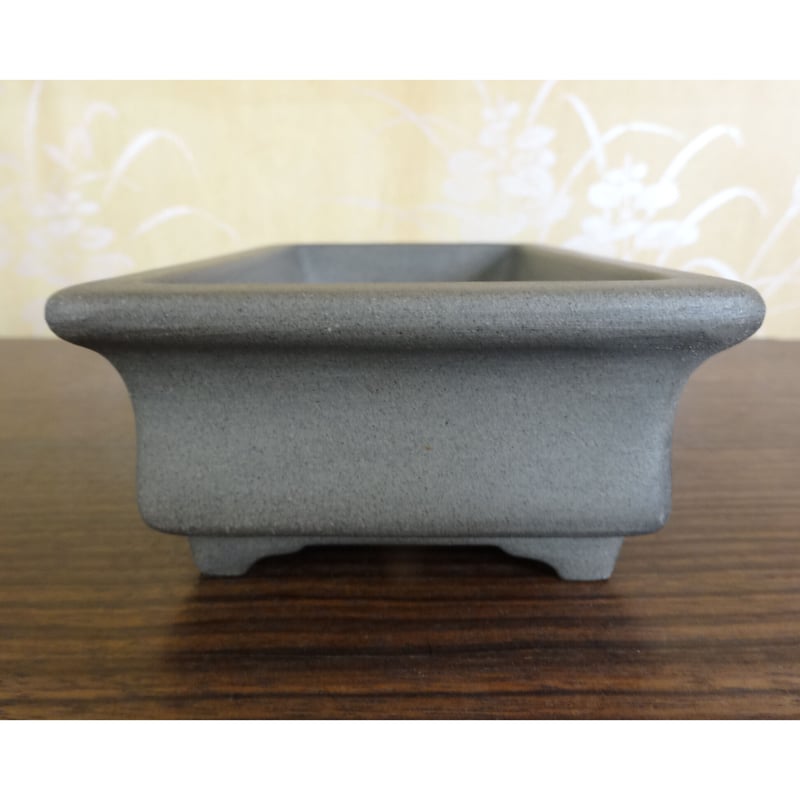 山之衣梅甫 灰泥額入龍図外縁段足長方鉢 | 盆栽鉢のお店 