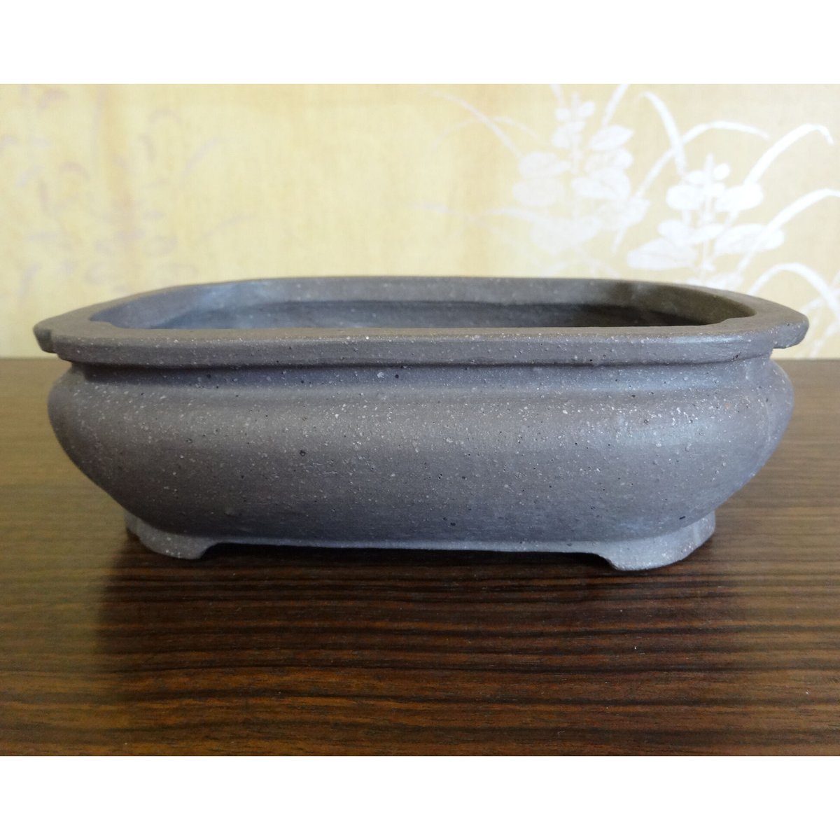 美品’70年頃◆常滑鉢 柴田馨山作 寄せ植え用 楕円葉形平鉢 茶色 和鉢/盆栽鉢 □美品 1970年頃！常滑鉢 柴田馨山作 寄せ植え用 楕円葉