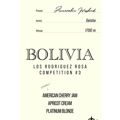Bolivia Los Rodriguez Rosa Competition #3, Geisha - Anaerobic Washed