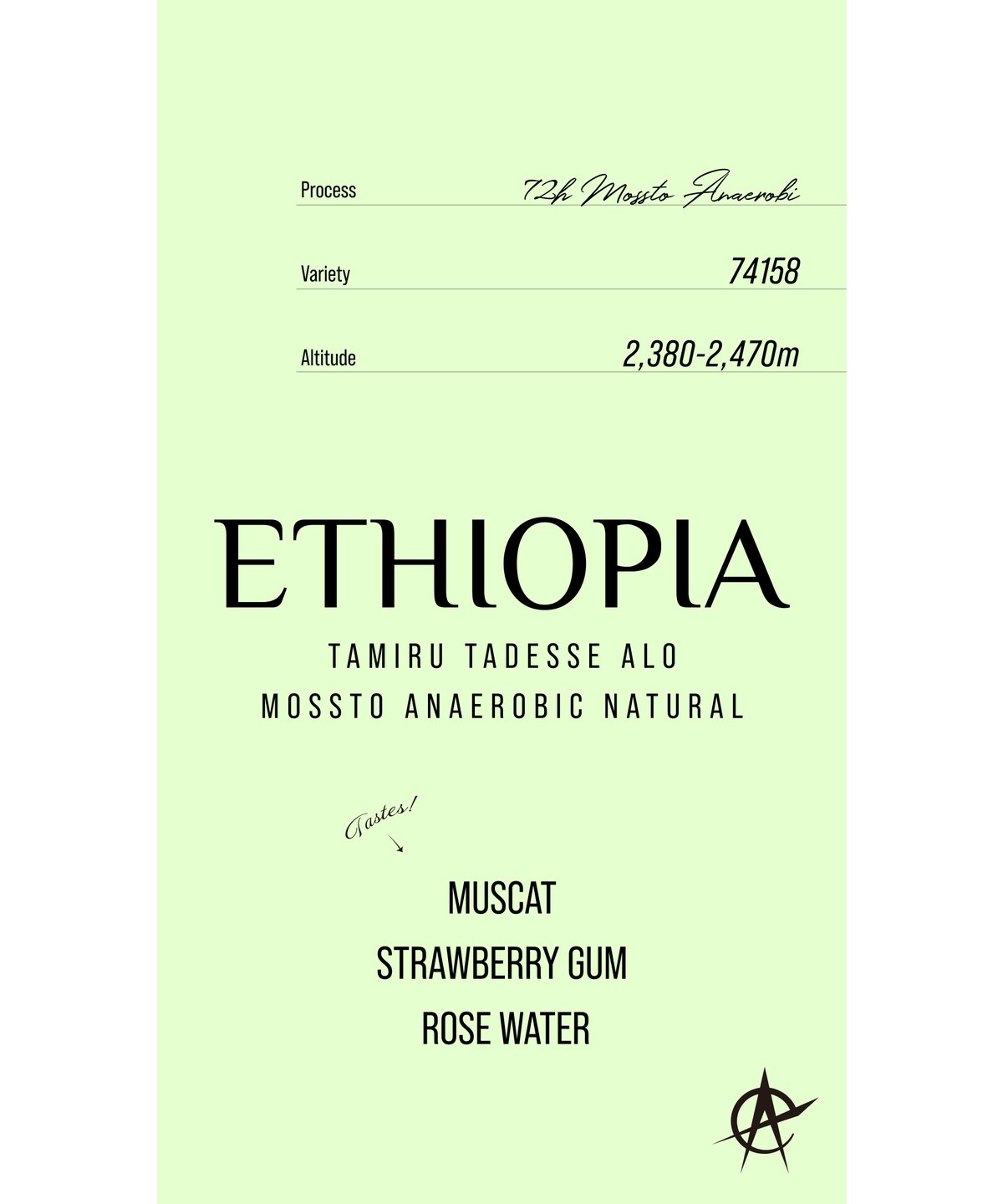 桃蓮玉 Ethiopia Tamiru Tadesse ALO, 74158 - 72h Mossto