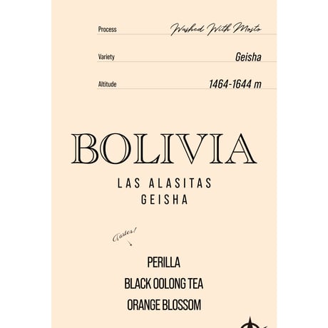 Bolivia Las Alasitas, Geisha - Washed with Mossto