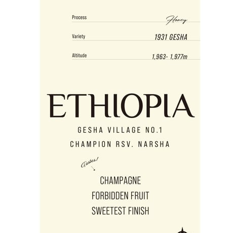 ETHIOPIA GESHA VILLAGE NO.1 CHAMPION RSV. NARSHA