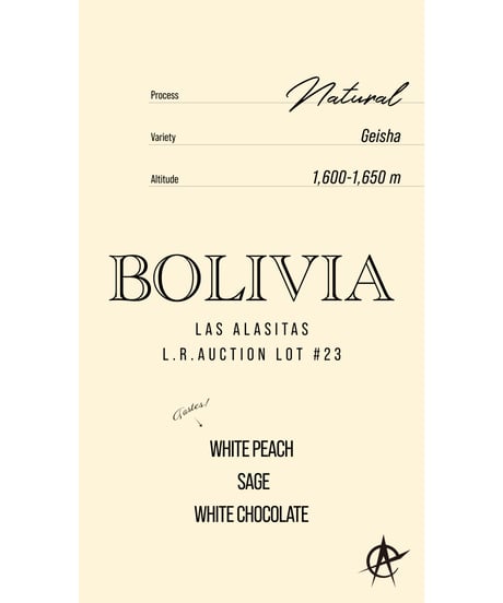 Bolivia Las Alasitas L.R.Auction Lot #23, Geisha - Natural