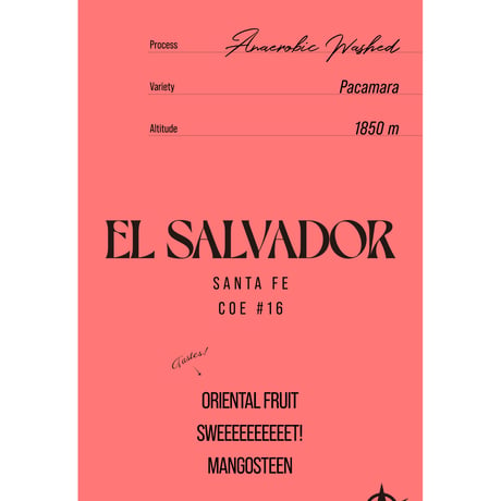 El Salvador Santa Fe COE#16, Pacamara - Anaerobic Washed