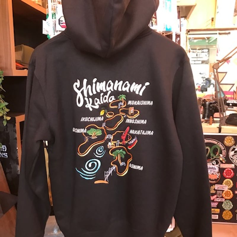 しまなみ刺繍 ジップアップパーカ（裏起毛）ブラック | しまなみ