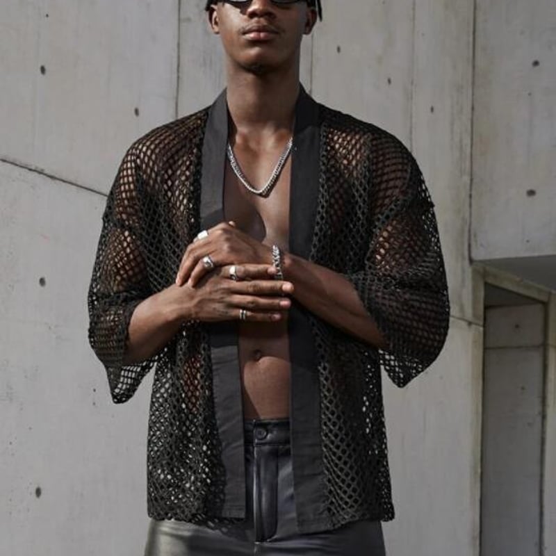 メンズ トップス シャツ メッシュ シースルー アウター 夏 | FRY