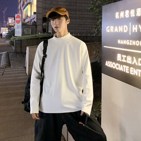 おしゃれ 男女 トップス ロングＴシャツ ブラウス ハイネック 長袖