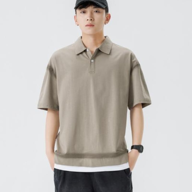 レイヤードポロTシャツ BEIGE トップス Tシャツ 半袖 ブラウス ポロシャツ レイヤード #38 | FRY