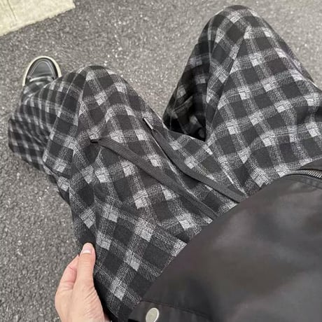 秋冬ボトムス ズボン パンツ   ワイドパンツ  チェック柄 ストリートファッション17