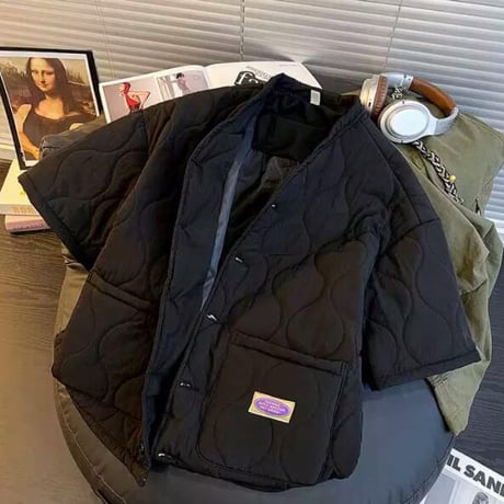 トップス メンズ アウター 半袖 中綿上着 ジャケット35