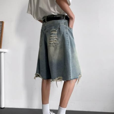 ボトムス ズボン パンツ メンズ ハーフパンツ ダメージ加工 デニム ジーンズ #15