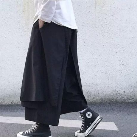 ボトムス ズボン パンツ 九分丈 暗黒系 レイヤード ワイドパンツ #20