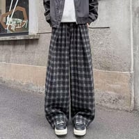 秋冬ボトムス ズボン パンツ   ワイドパンツ  チェック柄 ストリートファッション17