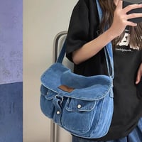 ファッション メンズ ユニセックス ショルダーバッグ デニム 大容量