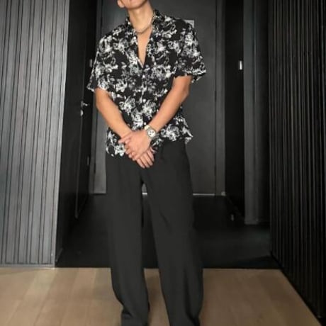 カジュアルシャツ 半袖 アロハシャツ 花柄 古着風 メンズトップス1