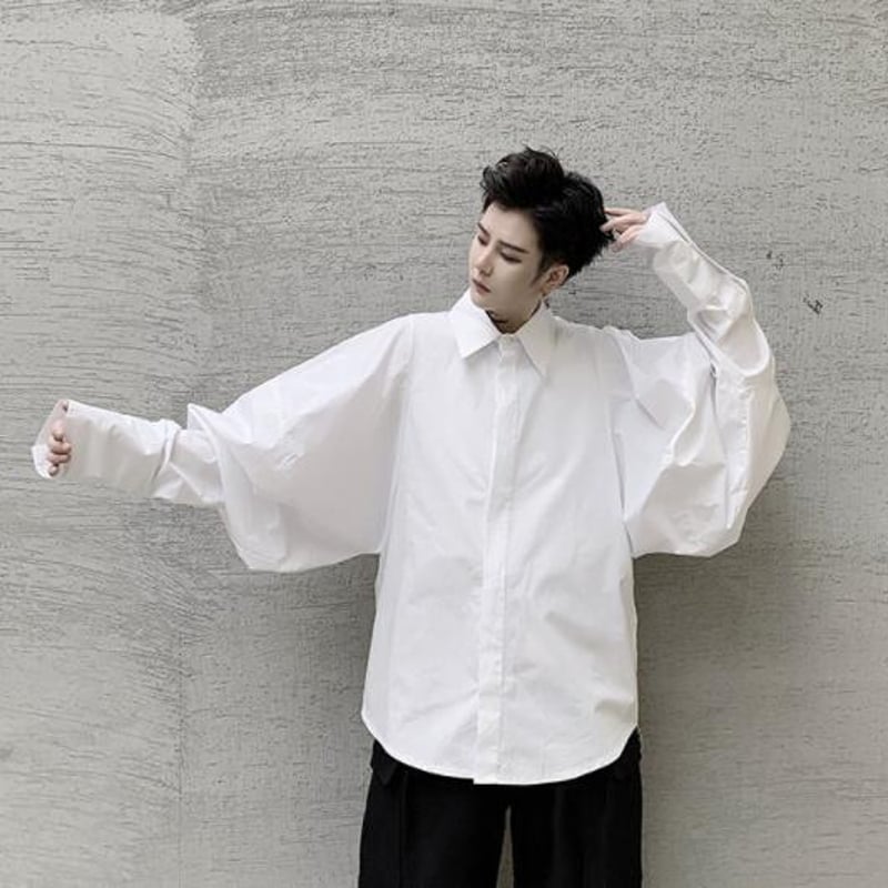 COMME des GARCONS ホワイトバルーンスリーブシャツ 春物 メンズ トップス シャツ バルーン袖 | FRYメンズファッション