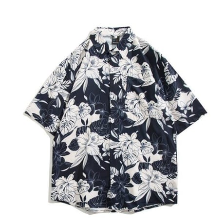 シャツ カジュアルシャツ 半袖 プリント アロハシャツ メンズトップス19