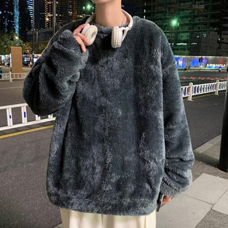 秋冬 メンズ トップス トレーナー スウェット ラウンドネック ボア