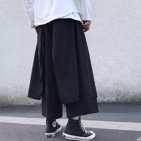 ボトムス ズボン パンツ 九分丈 暗黒系 レイヤード ワイドパンツ #20