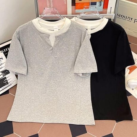 トップス メンズ Tシャツ クルーネック 半袖 アメカジ レイヤード #11